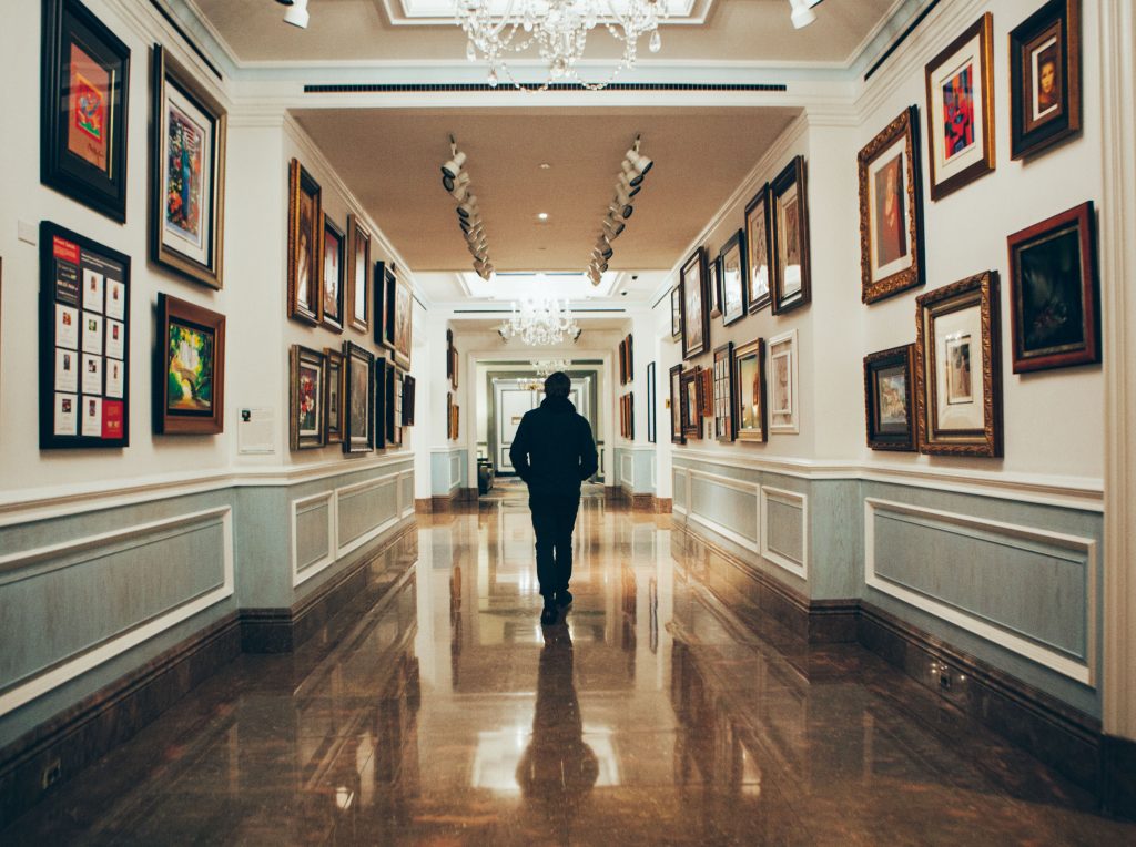 Wall hangings with museum glass